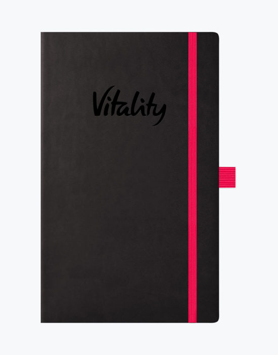 Black Lined Notebook with Pink Trim